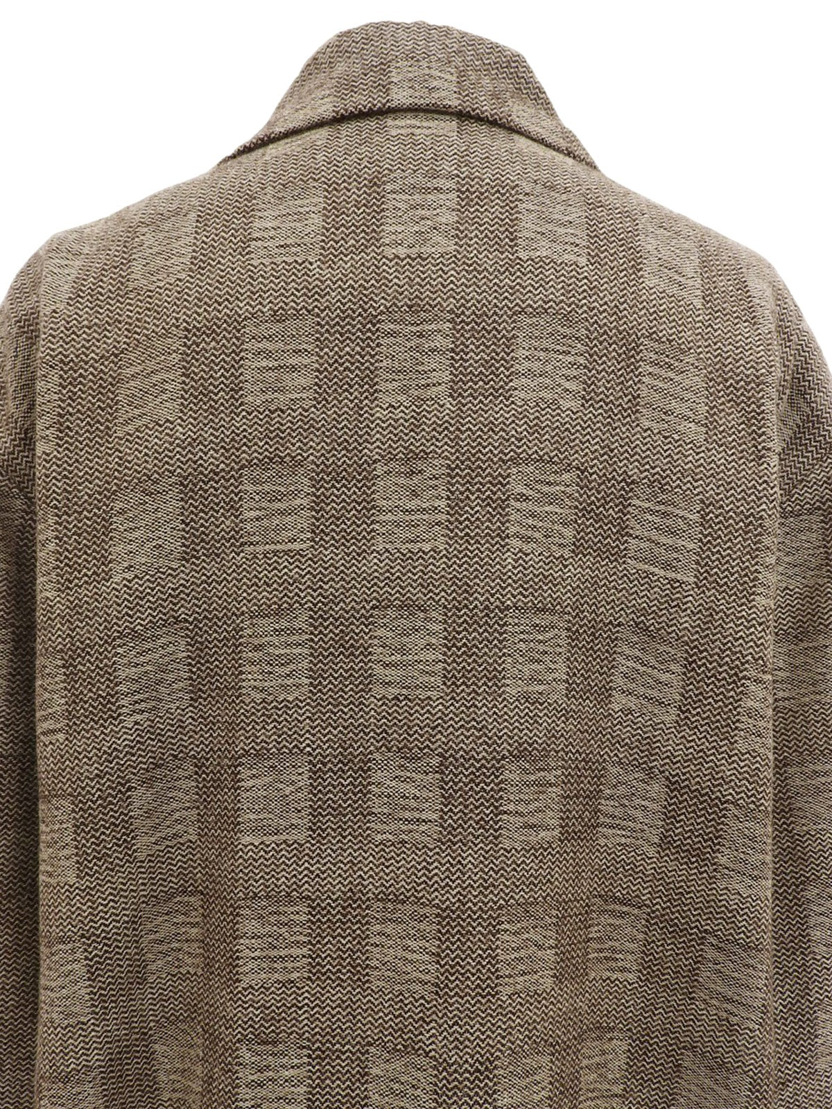 Wool herringbone pattern double-breasted coat in brown/beige