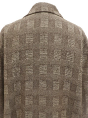 Wool herringbone pattern double-breasted coat in brown/beige