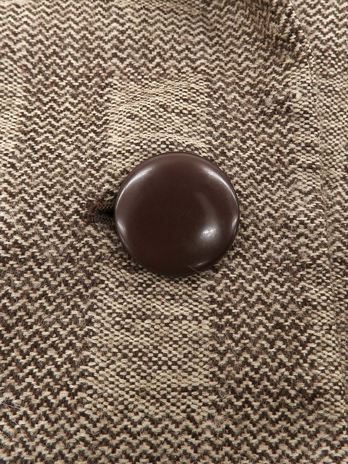 Wool herringbone pattern double-breasted coat in brown/beige