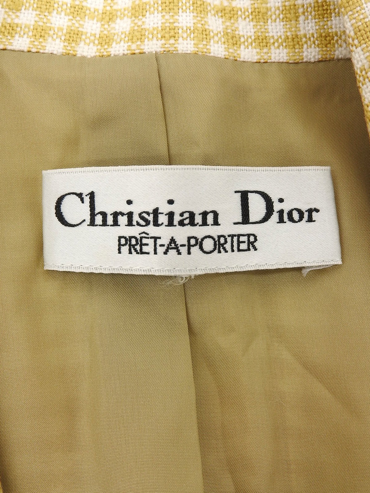 チェックパターンダブルブレストジャケット イエロー