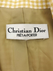 チェックパターンダブルブレストジャケット イエロー