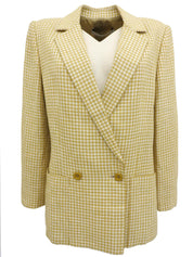 チェックパターンダブルブレストジャケット イエロー