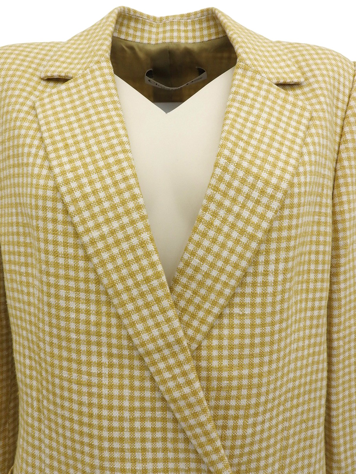 チェックパターンダブルブレストジャケット イエロー