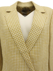 チェックパターンダブルブレストジャケット イエロー