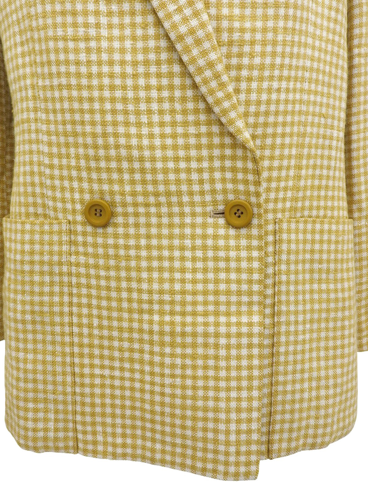 チェックパターンダブルブレストジャケット イエロー