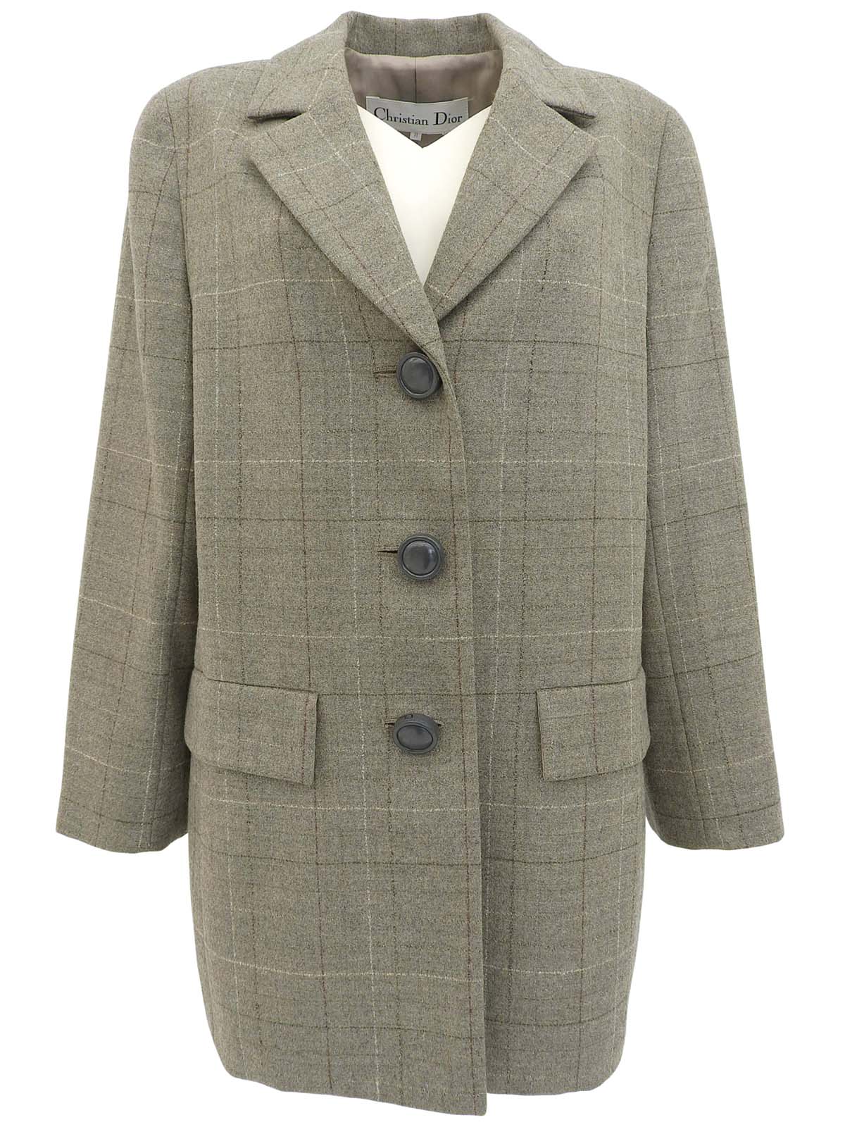 チェックパターンジャケット グレージュ