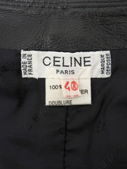 レザーマカダムボタンヘムフリンジセットアップ ブラック