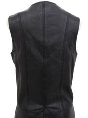 レザーマカダムボタンヘムフリンジセットアップ ブラック