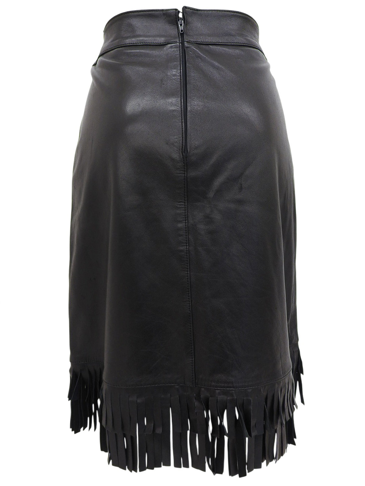 レザーマカダムボタンヘムフリンジセットアップ ブラック