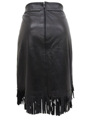 レザーマカダムボタンヘムフリンジセットアップ ブラック