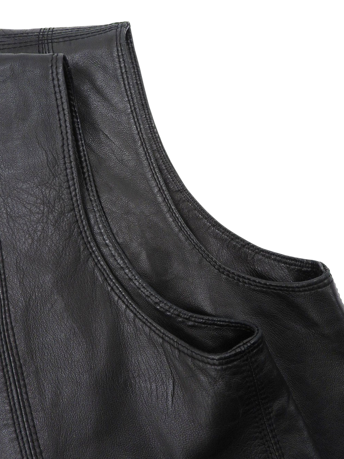 レザーマカダムボタンヘムフリンジセットアップ ブラック