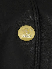 レザーマカダムボタンヘムフリンジセットアップ ブラック