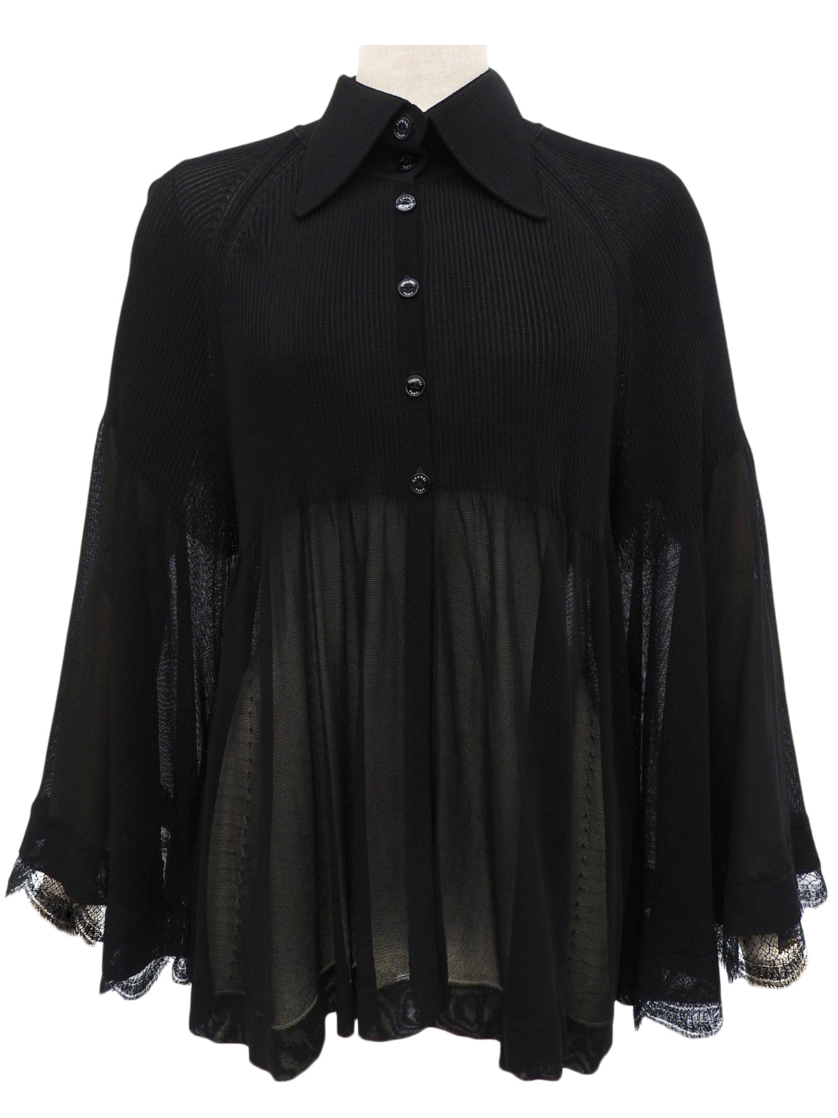 2007年製 レースシースルーポンチョカーディガン ブラック