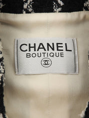 ツイードチェックパターンCCマークボタンジャケット ブラック/ホワイト