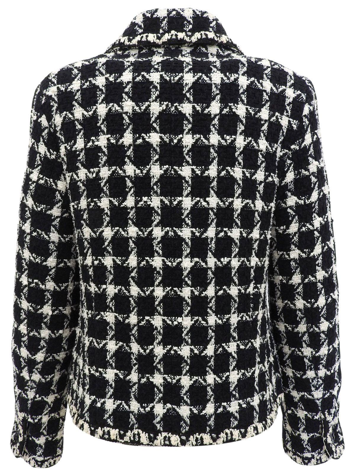 ツイードチェックパターンCCマークボタンジャケット ブラック/ホワイト