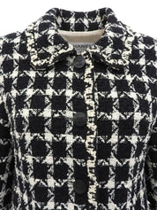 ツイードチェックパターンCCマークボタンジャケット ブラック/ホワイト