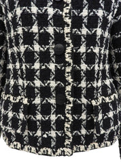 ツイードチェックパターンCCマークボタンジャケット ブラック/ホワイト