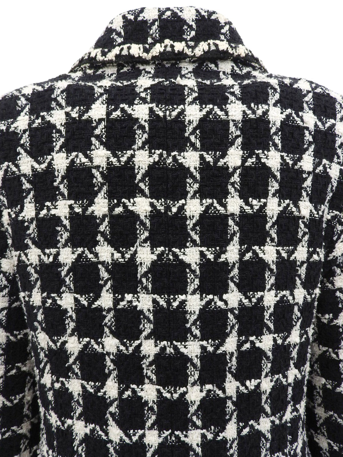 ツイードチェックパターンCCマークボタンジャケット ブラック/ホワイト