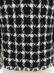 ツイードチェックパターンCCマークボタンジャケット ブラック/ホワイト