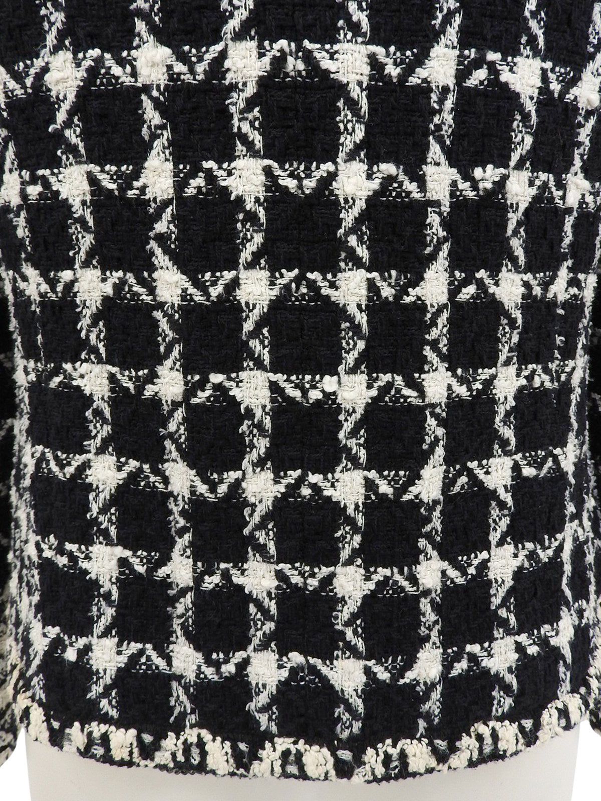 ツイードチェックパターンCCマークボタンジャケット ブラック/ホワイト