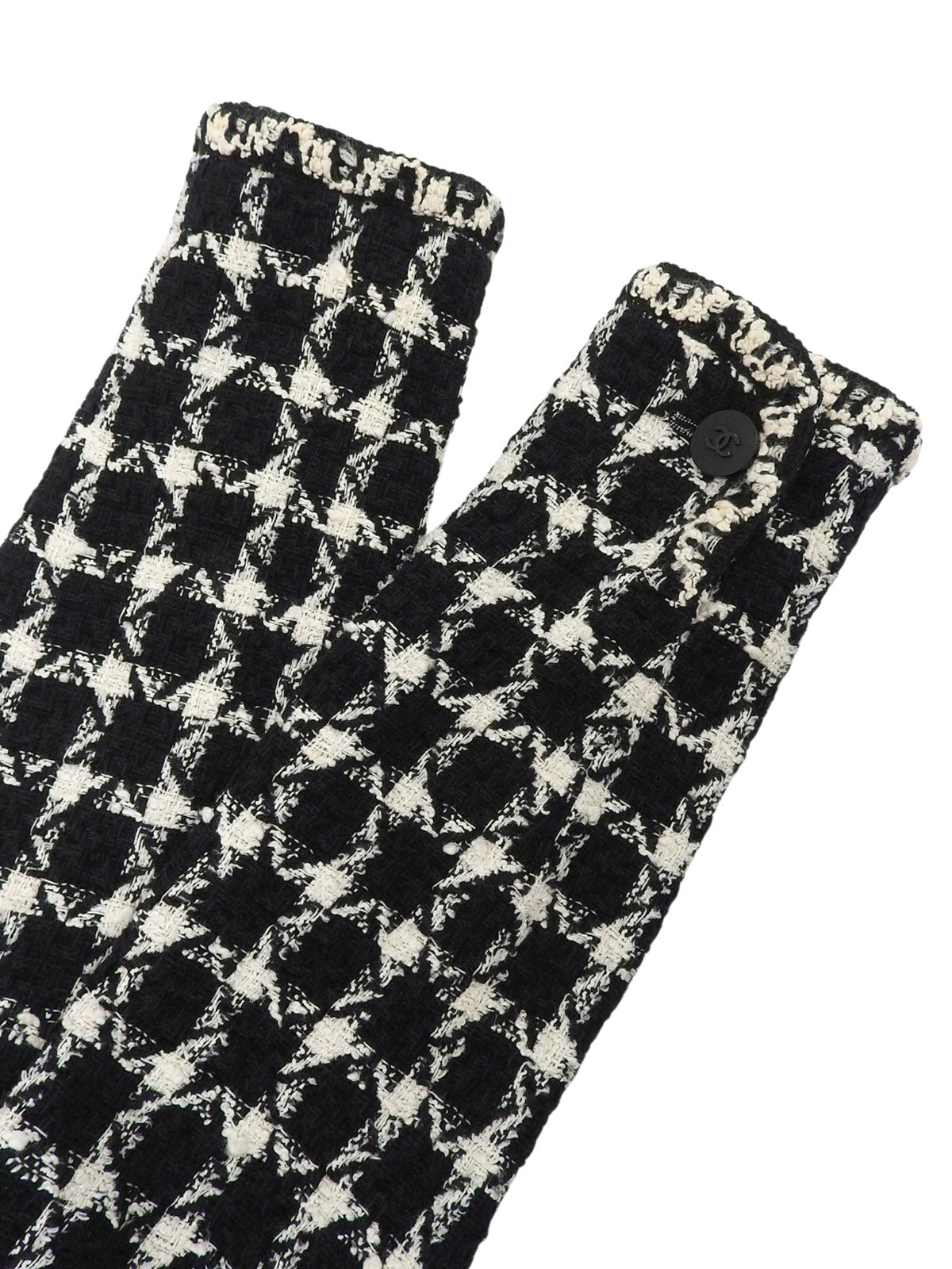 ツイードチェックパターンCCマークボタンジャケット ブラック/ホワイト