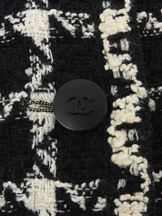 ツイードチェックパターンCCマークボタンジャケット ブラック/ホワイト