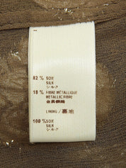 フラワーデザインファーカラーノースリーブトップス ブラウン