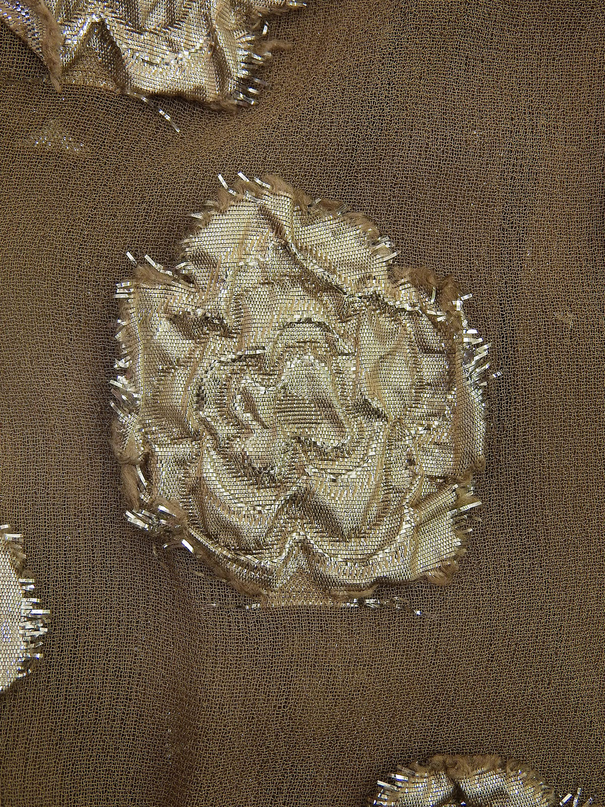 フラワーデザインファーカラーノースリーブトップス ブラウン