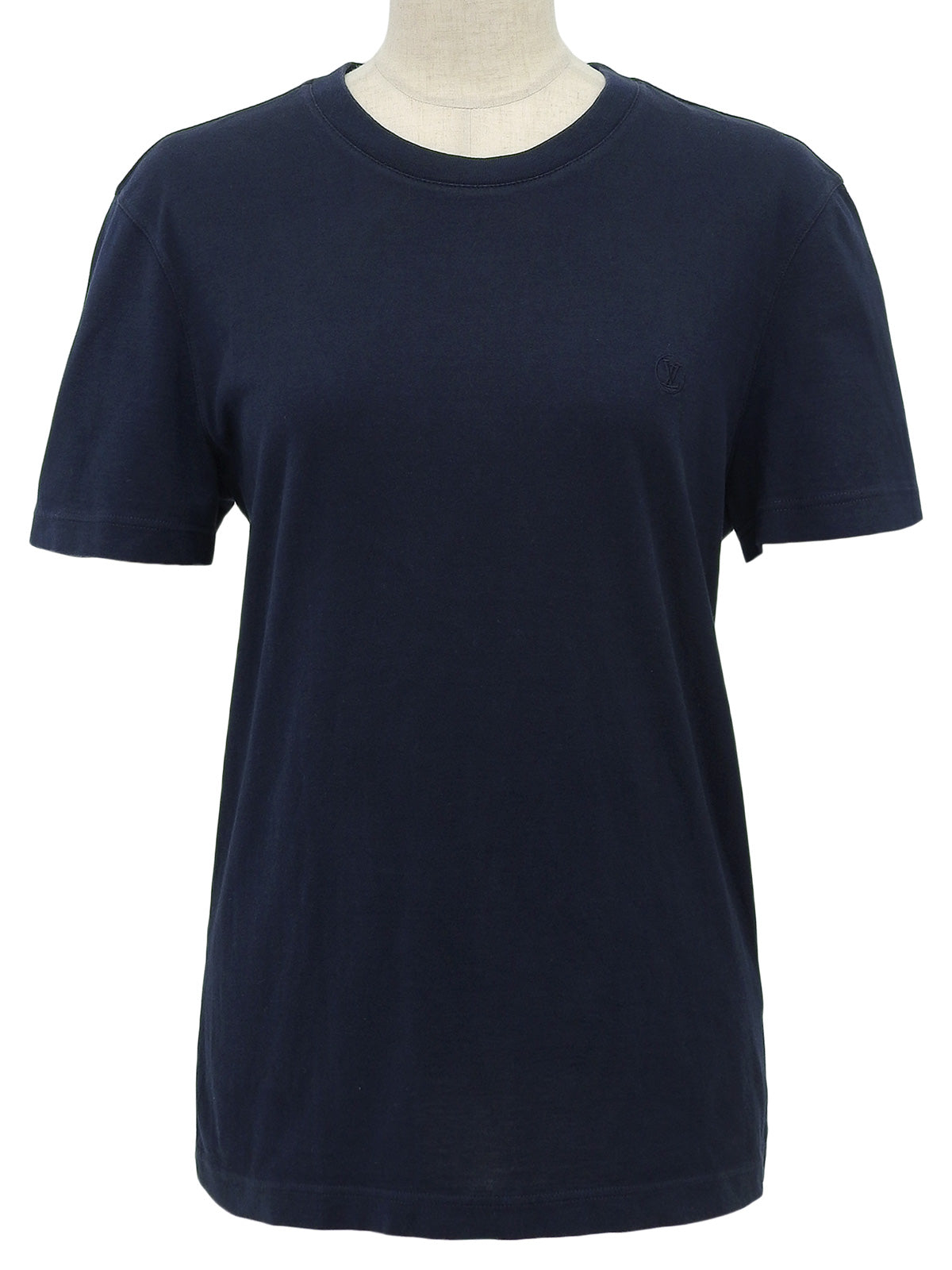 ロゴ刺繍半袖トップス ネイビー