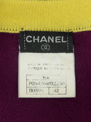 1995年製 バイカラーニットハーフスリーブトップス パープル/イエロー