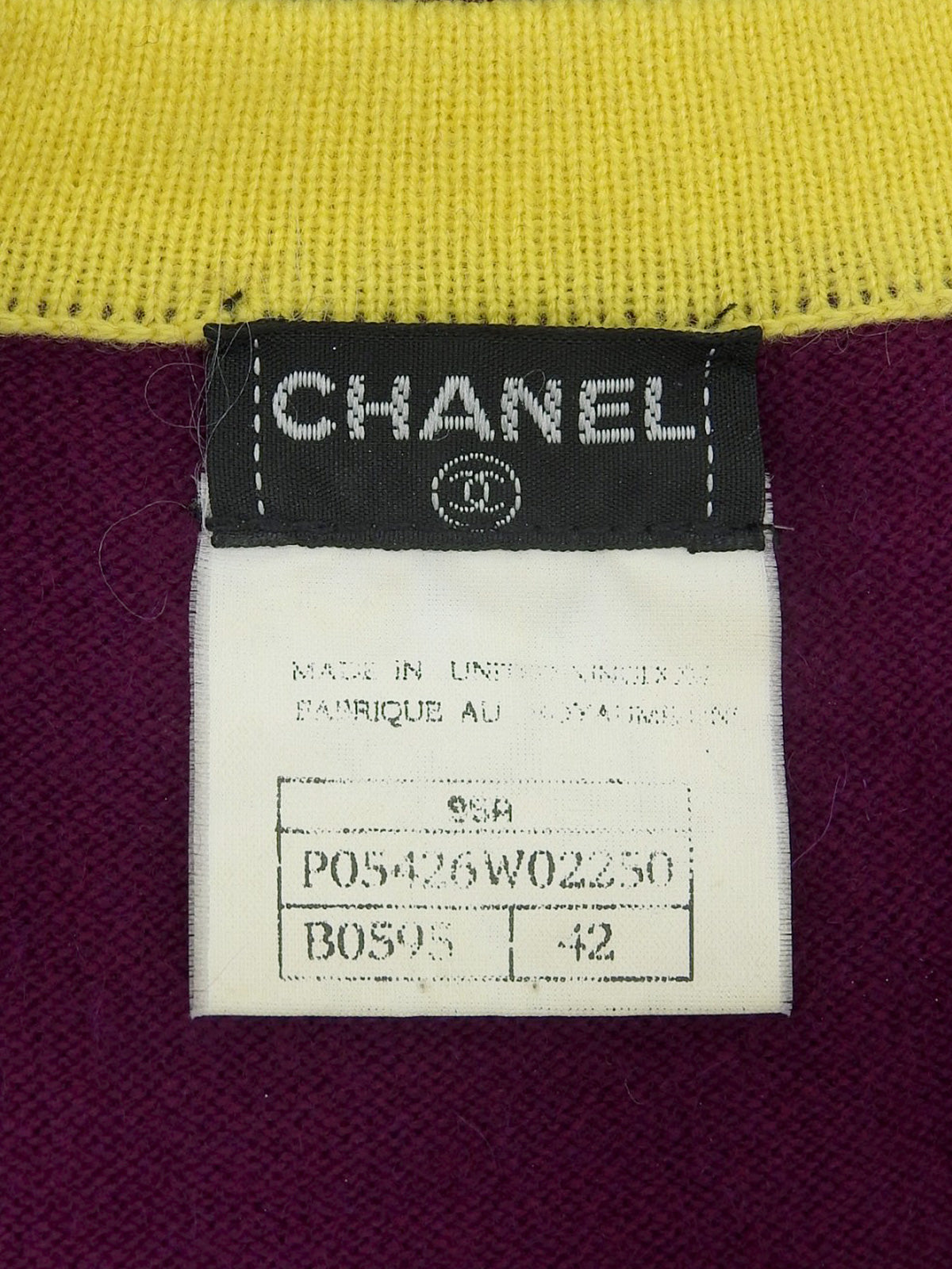 1995年製 バイカラーニット半袖トップス パープル/イエロー