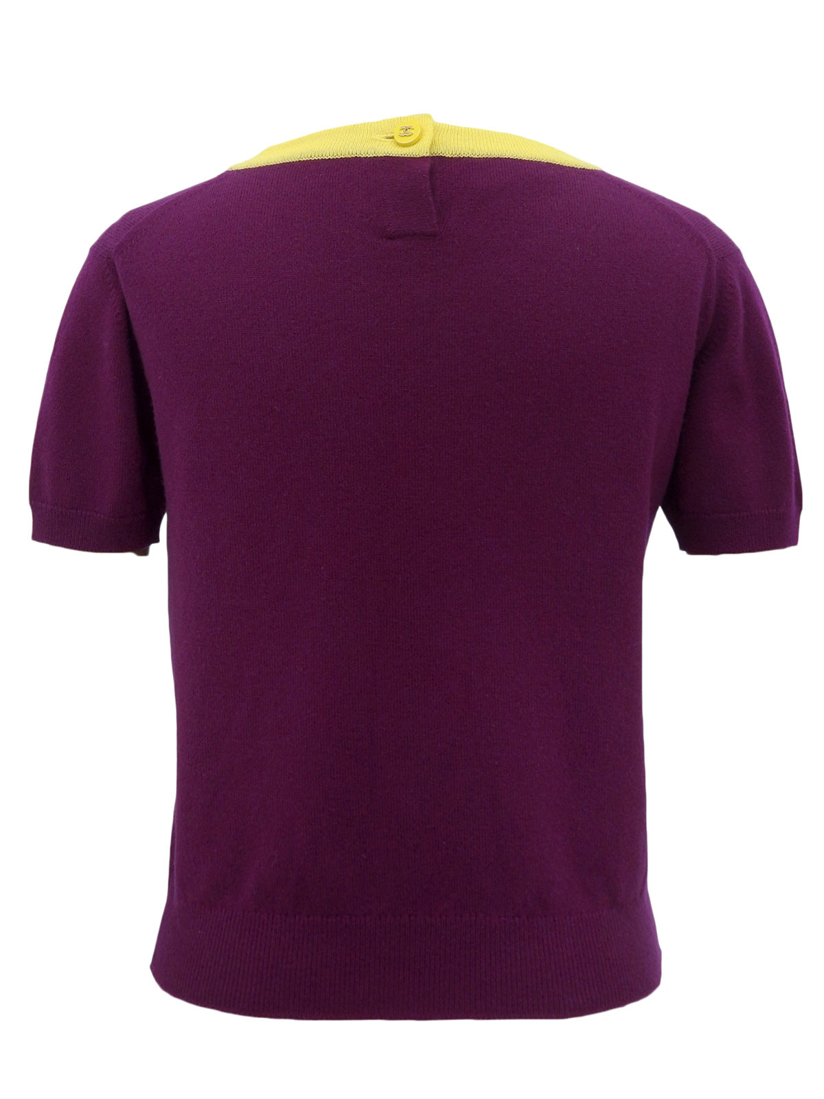 1995年製 バイカラーニットハーフスリーブトップス パープル/イエロー