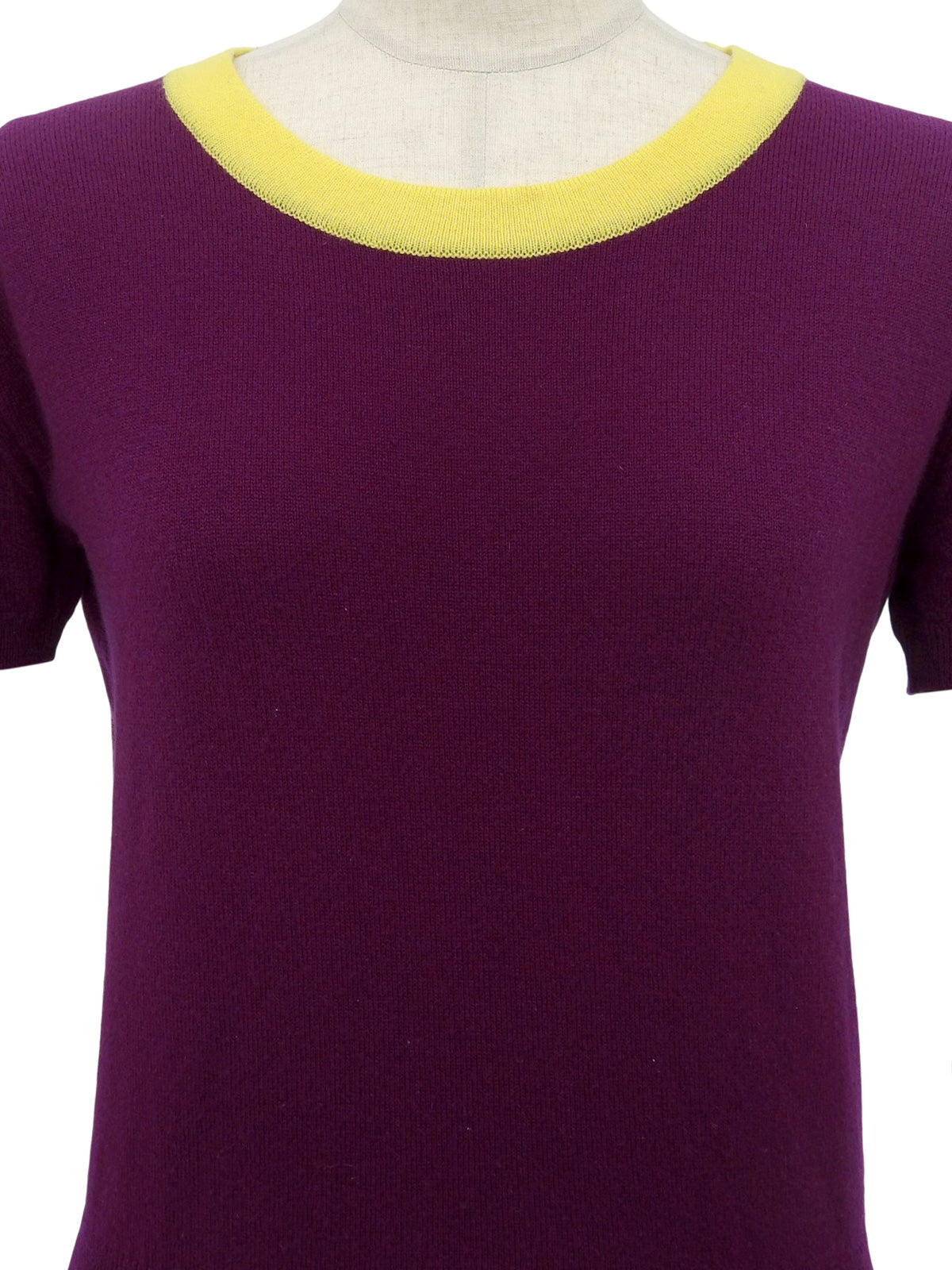 1995年製 バイカラーニットハーフスリーブトップス パープル/イエロー
