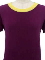 1995年製 バイカラーニットハーフスリーブトップス パープル/イエロー