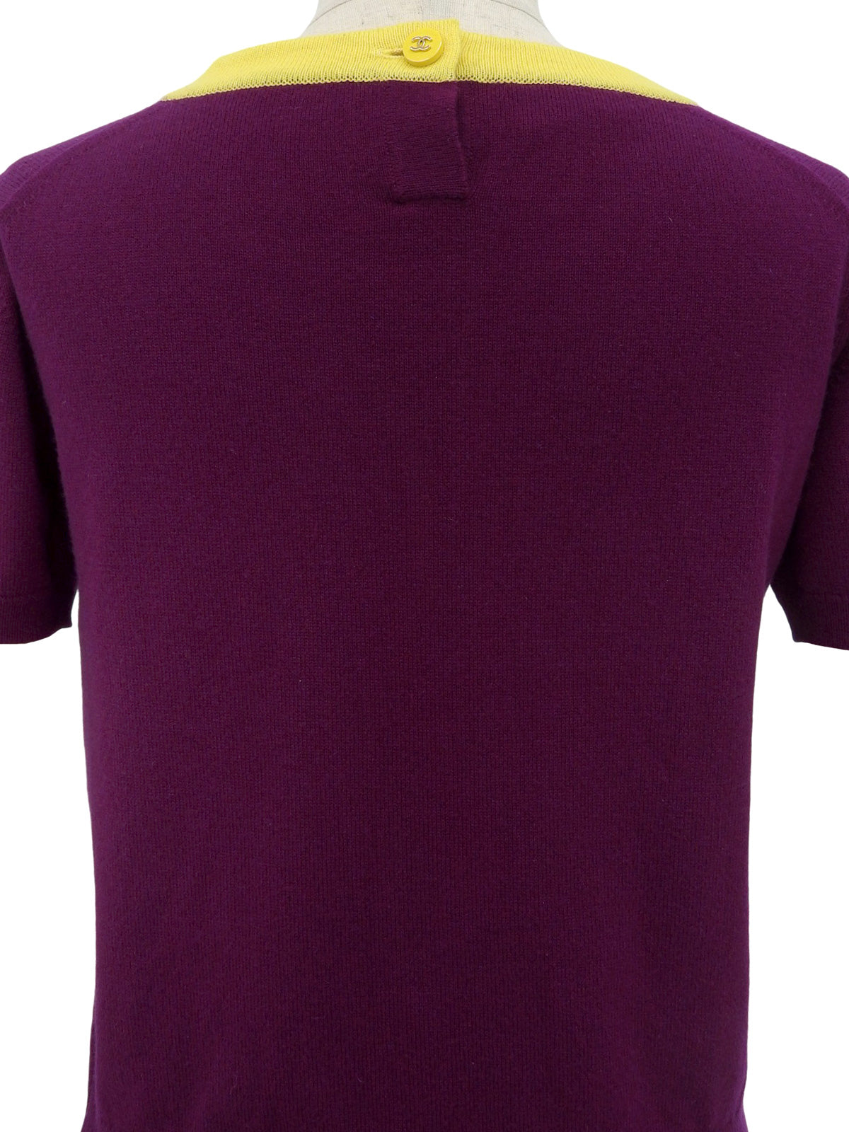 1995年製 バイカラーニットハーフスリーブトップス パープル/イエロー