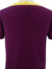 1995年製 バイカラーニット半袖トップス パープル/イエロー