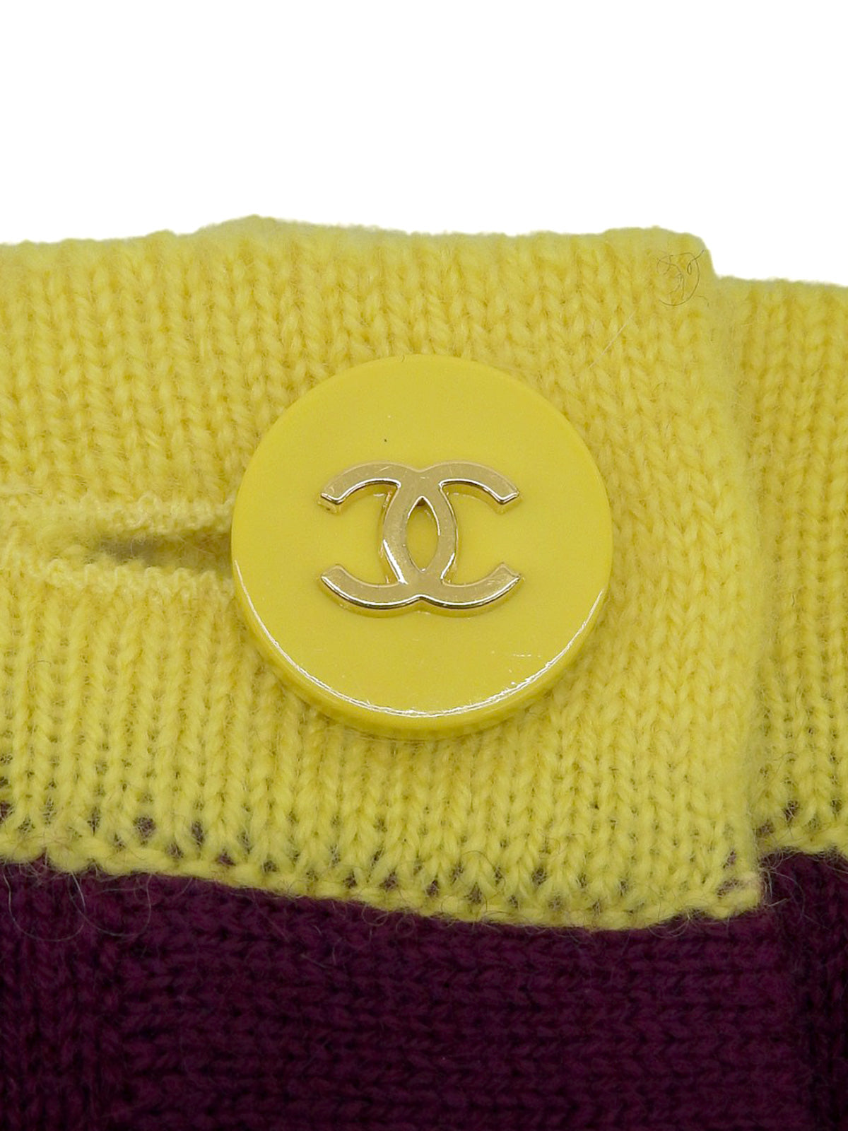 1995年製 バイカラーニットハーフスリーブトップス パープル/イエロー