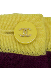 1995年製 バイカラーニットハーフスリーブトップス パープル/イエロー