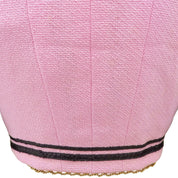 Two-tone CC mark button short jacket #38 black/pink