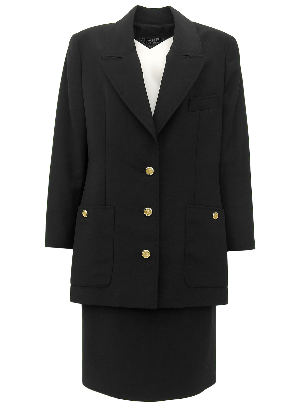 1996年製 ウールCCマークボタンセットアップ ブラック