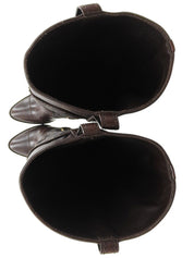 キャンバスレザーコンビモノグラムロングブーツ ブラウン