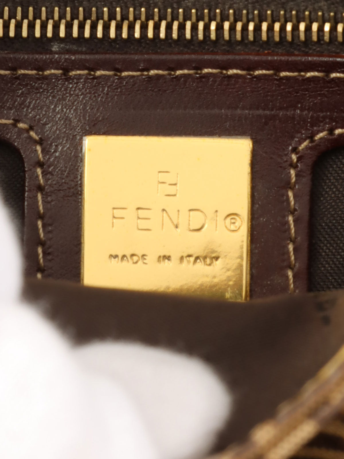 专利FF Zucchino图案妈妈桶包，米色/棕色