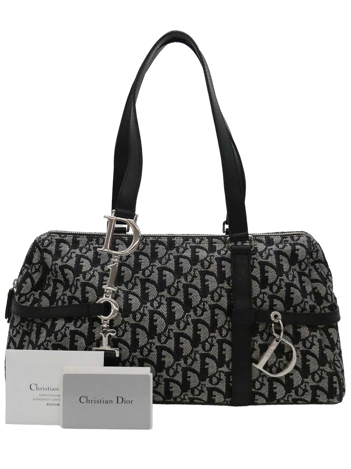 トロッターパターンロゴプレートショルダーバッグ ブラック