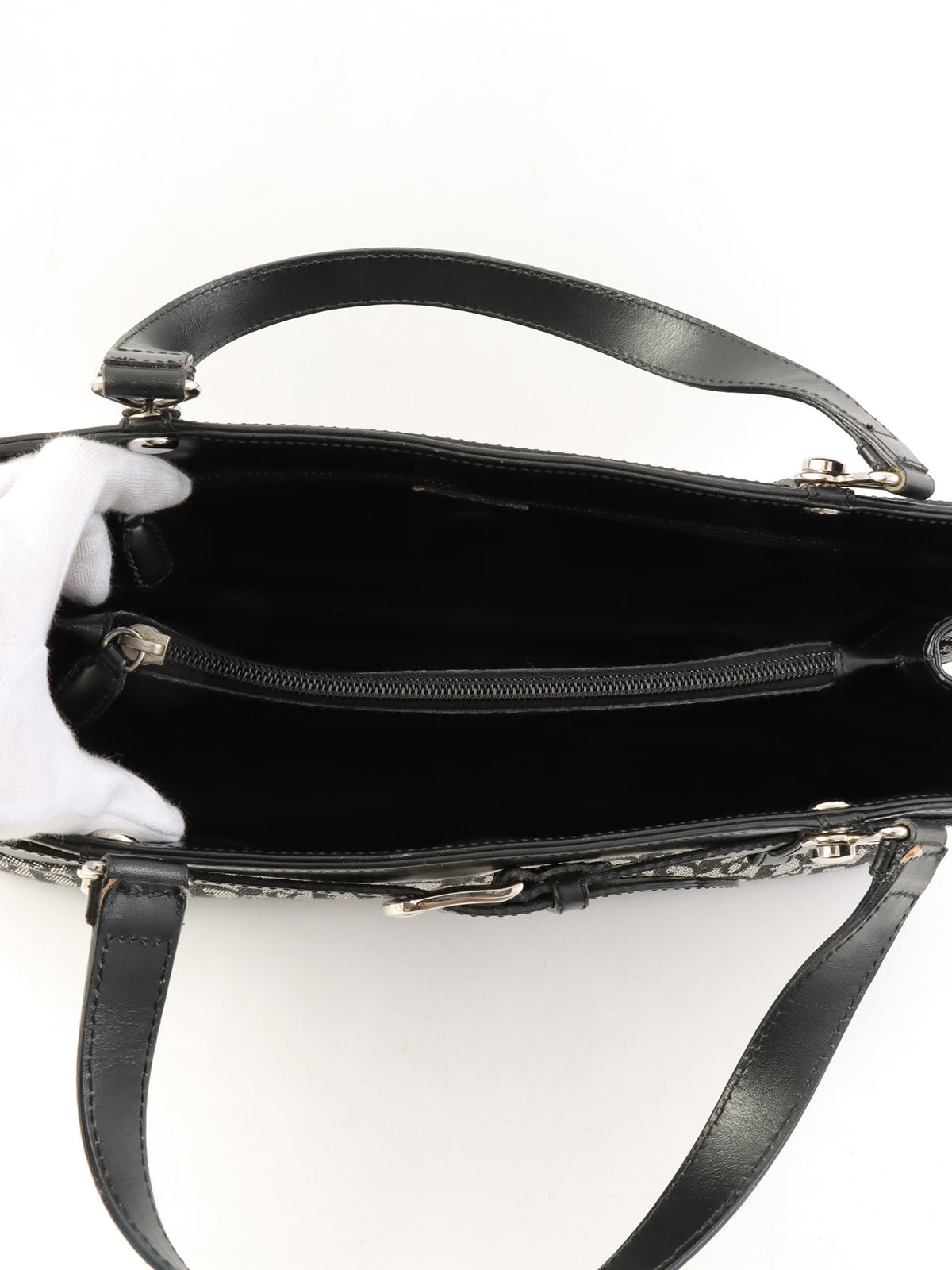 黑色 Trotter 图案手提包