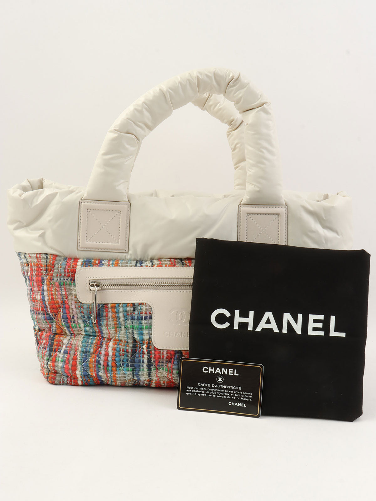 2014款米白色/多色斜纹软呢印花Coco Cocoon手提包