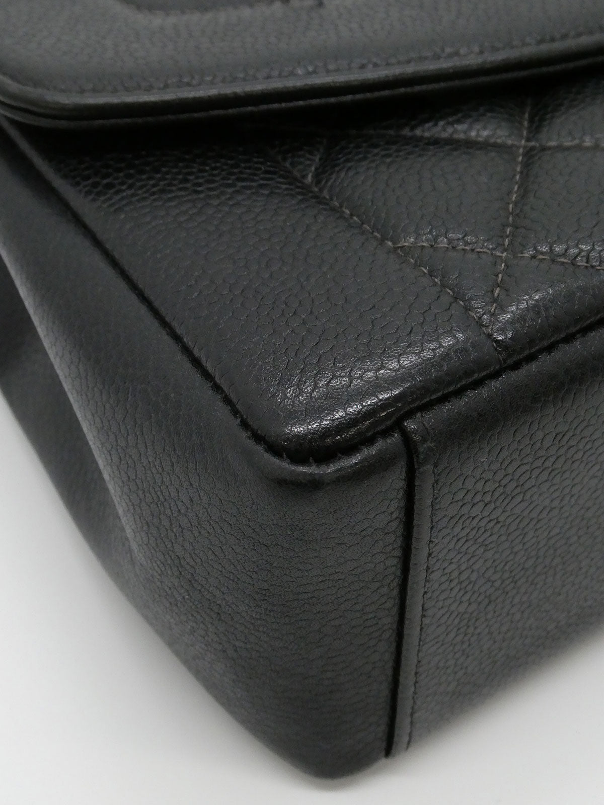 1997年頃製　キャビアスキンダイアナフラップチェーンバッグ25cm　ブラック