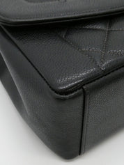 1997年頃製　キャビアスキンダイアナフラップチェーンバッグ25cm　ブラック