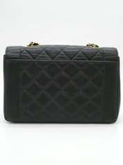 1997年頃製 キャビアスキンダイアナフラップチェーンバッグ25cm ブラック