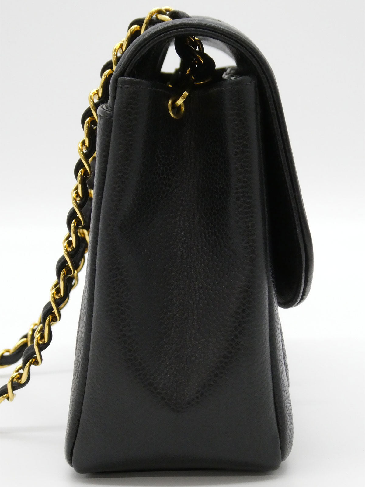 1997年頃製　キャビアスキンダイアナフラップチェーンバッグ25cm　ブラック