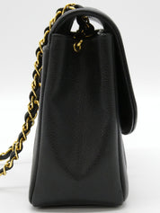 1997年頃製　キャビアスキンダイアナフラップチェーンバッグ25cm　ブラック